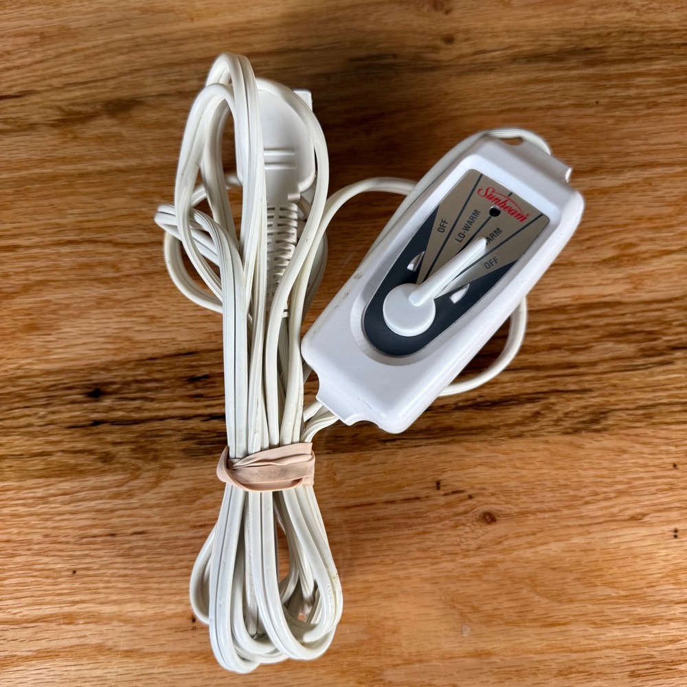 Sunbeam Vintage Electric Blanket Replacement Power Cord Controller White 2-Pin